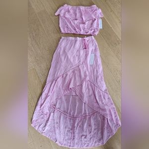 2pc women's skirt set, pink size Medium,